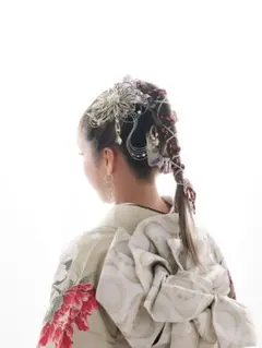 成人式 結婚式 和装 着物 髪飾り 水引 ゴールド フラワーモチーフ