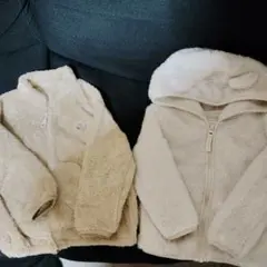 フリースジャケット ベージュ ホワイト 2点セット