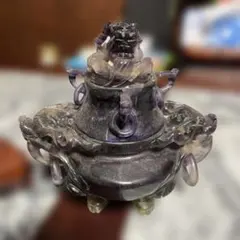 天然石 翡翠 山水彫刻 置物 台座付き - メルカリ