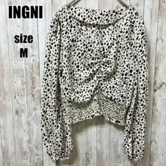 【INGNI】長袖ブラウス ヒョウ柄 M カジュアル ベージュ ギャザー 春 夏のサムネイル
