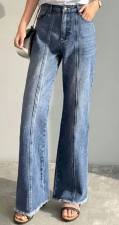 クラシカルエルフ 裾フリンジセミフレアデニムパンツ L