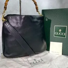 美品 極希少！Gucci バンブー レザーハンドバッグ ショルダーバッグ
