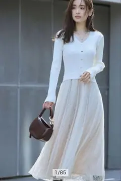 【極美品】Apuweiser-riche ＊レーストリムドッキングワンピース