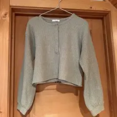 ehka sopo ワッフル編み 長袖 グリーン