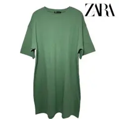 ZARA チュニック丈Tシャツ　ライトグリーン　Mサイズ