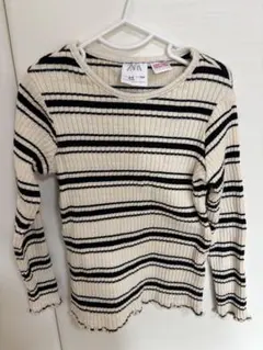 ZARA アイボリー ブラック ストライプ 長袖カットソー パンツセット