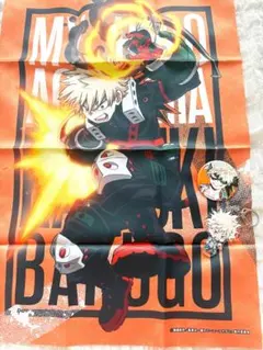 ヒロアカ　爆豪勝己　布ポスター　缶バッジ　コラボカフェアクリルキーホルダー