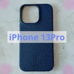 スマホケース iPhone 13Pro用 ワイヤレス充電対応ネイビー