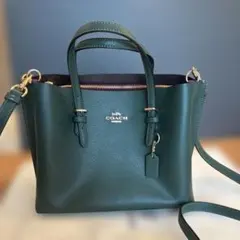 COACH ハンドバッグ ショルダー 2way グリーン レザー