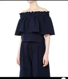 LE CIEL BLEU ダブルクロスラッフルショルダートップス 36のサムネイル