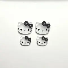 サンリオ日焼けキティネイルパーツマットモノクロ黒ブラックリボンハートキラキラ