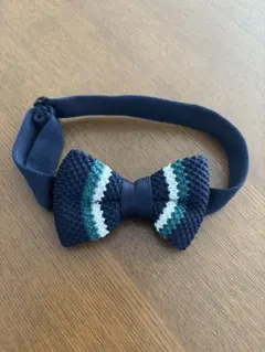 ネイビーグリーンストライプ蝶ネクタイ