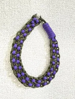 パラコード スマホストラップ ハンドメイド カラビナ付き」オリーブ×パープル