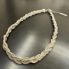 編み込みシルバーネックレス