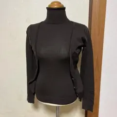 アプワイザーリッシェ アンサンブル　ツインニット　茶色ハイネック