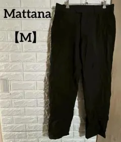 Mattanaマッタナ【M】ストライプ ブラックスラックパンツ