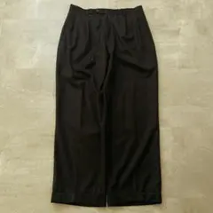 90sVintageウール100% 2タックスラックスダークブラウンダブルW33