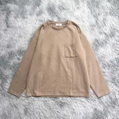 【プラスワン】ロングTシャツ 長袖 カットソー クルーネック 胸ポケット付き