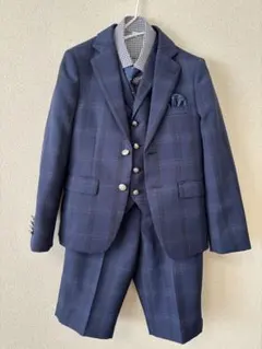 ネイビー チェック柄 キッズスーツ　 130㎝　フォーマル　卒園式　入学式