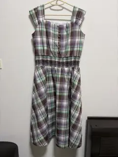 レッセパッセ LAISSE PASSEノースリーブひざ丈ワンピース チェック柄