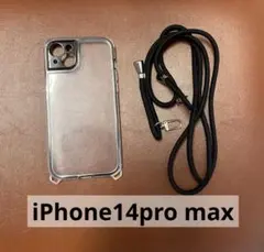 iphone 14 pro max クリアケース 肩掛け 紐付きバンパー 黒