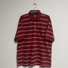 り*け様 POLO 赤白ストライプ ポロシャツ LLサイズ