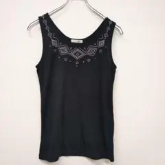 レオールミックス　タンクトップ　ブラック　ラインストーンビジュー付き　【L】のサムネイル