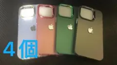 iPhone用ケースPC軽量 耐衝撃プラスメタルフレームレンズ保護 4個セット