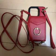 レッド ストラップ付き iPhone15Proケース