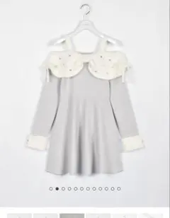 evelyn リボンオフショルミニワンピース アイスグレイ