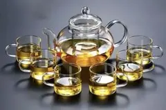 耐熱ガラス製　ティーポットと200mlティーカップ6個セット