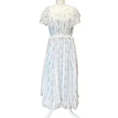 axes femme ワンピース M 花柄 レース チュール 編み上げ ロング