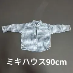 Miki House Black Bear チェック柄シャツ 90
