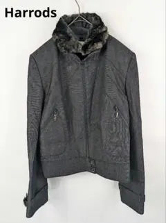 ☆ハロッズ☆　ジャケット　毛95%　Size1　ジップアップ　秋冬