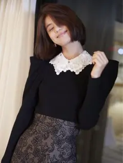 snidel スナイデル レースカラーニットプルオーバー