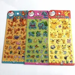【韓国限定 】ポケモン ぷっくりシール 3枚セット ぷくぷくシール 5サイズ