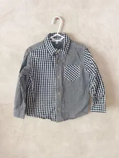 グローバルワーク黒と白のチェック柄長袖シャツ100㎝〜110㎝