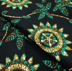 アフリカンプリント 1ヤード　ブラック アフリカ布 ファブリック　在庫1ヤード