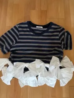 USAGI ONLINE限定 SNIDEL リボンドッキングTシャツのサムネイル