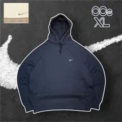 00s NIKE パーカー ネイビー ワンポイント 刺繍ロゴ ナイキ XL
