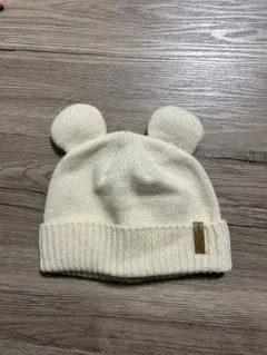 petit main 耳付きニット帽 クリーム色