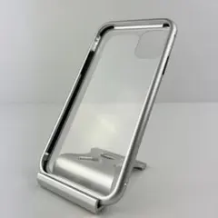iPhone11ProMax アルミケース 透明 シルバー 耐衝撃 マグネット式