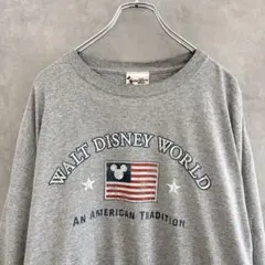 90s Disney ディズニー ロングスリーブTシャツ ロンT グレーXL相当