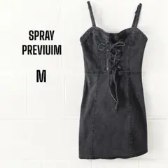 SPRAY PREMIUM デニム　レースアップ　キャミワンピース　膝上丈