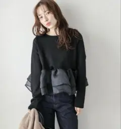 ラジエム　シアーフリル ティアード ペプラム ドッキングトップス