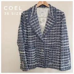 《新品★希少》COELコエル ツイードビッグテーラードジャケット 36 ブルーのサムネイル