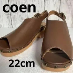 【coen コーエン】ストラップサンダル【22cm】ブラウン　厚底　レザー♪のサムネイル