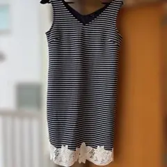 ボーダー ノースリーブ チュニック 裾レースのサムネイル
