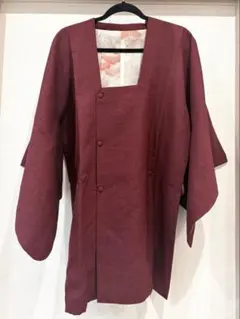 道行コート　着物コート　羽織　外出着　ボルドー　レトロ