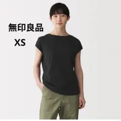 無印 MUJI Tシャツ フレンチスリーブ ノースリーブ 半袖 黒　ブラック